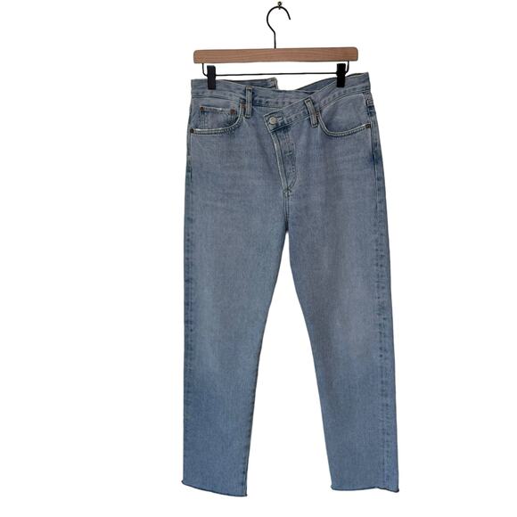 AGOLDE Crisis Cross Upsized Denim Blue Jean 100% Organic Cotton Size 28